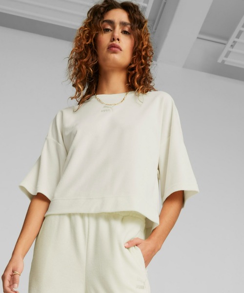 PUMA(プーマ)の「PUMA プーマ ウィメンズ CLASSICS パイル Tシャツ(Tシャツ/カットソー・レディース・グレー/レッド系その他/ライトグレー・LARGE/X-SMALL/SMALL/MEDIUM)」の2枚目の写真