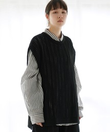 Air Tokyo | オーバーサイズ 透かし編み クルーネック ニットベスト <セレクトアイテム>(ベスト)
