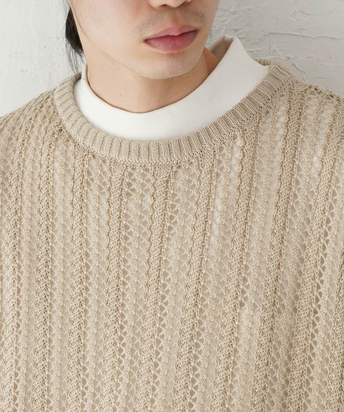 Air Tokyo（エアートウキョー）の「オーバーサイズ 透かし編み クルーネック ニットベスト <セレクトアイテム>（ベスト・メンズ・ブラック/ベージュ・LARGE/X-LARGE）」の9枚目の写真