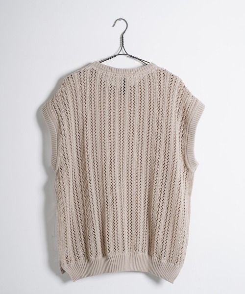 Air Tokyo（エアートウキョー）の「オーバーサイズ 透かし編み クルーネック ニットベスト <セレクトアイテム>（ベスト・メンズ・ブラック/ベージュ・LARGE/X-LARGE）」の15枚目の写真