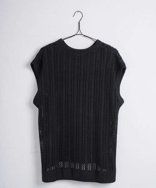 Air Tokyo（エアートウキョー）の「オーバーサイズ 透かし編み クルーネック ニットベスト <セレクトアイテム>（ベスト・メンズ・ブラック/ベージュ・LARGE/X-LARGE）」の12枚目の写真