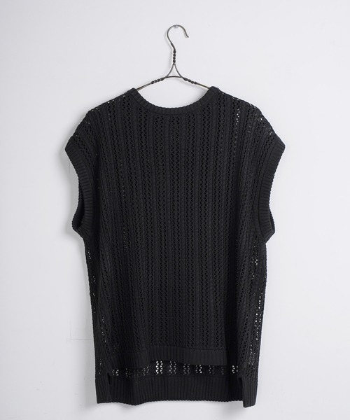 Air Tokyo（エアートウキョー）の「オーバーサイズ 透かし編み クルーネック ニットベスト <セレクトアイテム>（ベスト・メンズ・ブラック/ベージュ・LARGE/X-LARGE）」の13枚目の写真