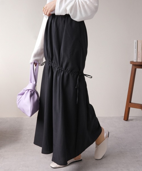 IAMUSE（アイアミューズ）の「ドロストフレアスカート S0971【IAMUSE】（スカート・レディース・ブラック/ライトベージュ・FREE）」の11枚目の写真