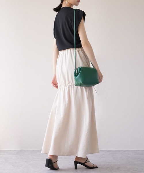 IAMUSE（アイアミューズ）の「ドロストフレアスカート S0971【IAMUSE】（スカート・レディース・ブラック/ライトベージュ・FREE）」の15枚目の写真