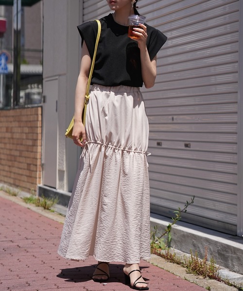 IAMUSE（アイアミューズ）の「ドロストフレアスカート S0971【IAMUSE】（スカート・レディース・ブラック/ライトベージュ・FREE）」の18枚目の写真