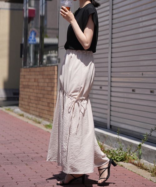 IAMUSE（アイアミューズ）の「ドロストフレアスカート S0971【IAMUSE】（スカート・レディース・ブラック/ライトベージュ・FREE）」の19枚目の写真