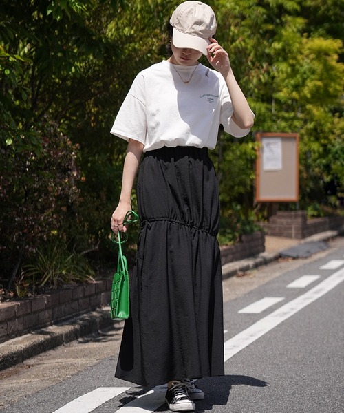 IAMUSE（アイアミューズ）の「ドロストフレアスカート S0971【IAMUSE】（スカート・レディース・ブラック/ライトベージュ・FREE）」の10枚目の写真