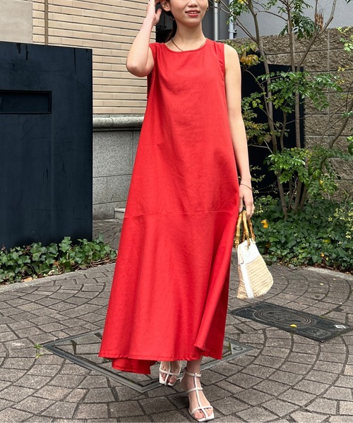 Chez toi（シェトワ）の「裾ティアードノースリワンピース（ワンピース・レディース・レッド/ライム/ブラック/ブラック系その他・FREE）」の4枚目の写真