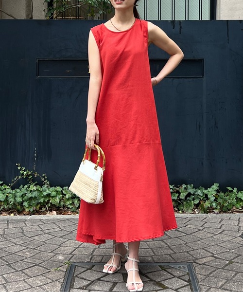 Chez toi（シェトワ）の「裾ティアードノースリワンピース（ワンピース・レディース・レッド/ライム/ブラック/ブラック系その他・FREE）」の19枚目の写真