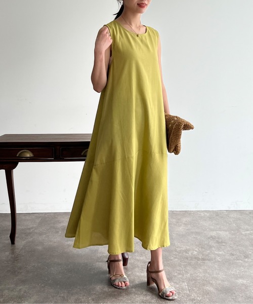 Chez toi（シェトワ）の「裾ティアードノースリワンピース（ワンピース・レディース・レッド/ライム/ブラック/ブラック系その他・FREE）」の5枚目の写真