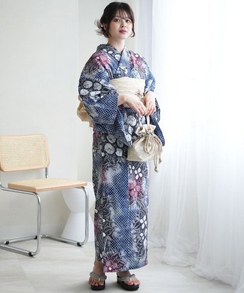 １９５有松絞り浴衣紺地に赤星 195有松絞り浴衣紺地に赤星 utatane（ウタタネ）の「有松絞り