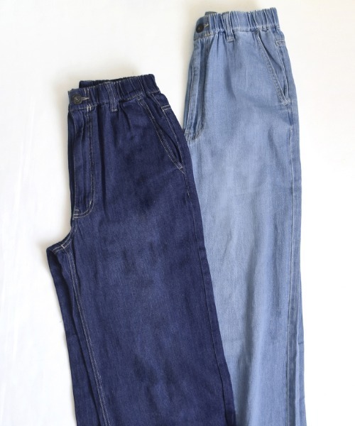 e-zakkamania stores（イーザッカマニアストアーズ）の「コットンリネンデニム ワイドパンツ（デニムパンツ・レディース・ブルー/ネイビー/スカイブルー/ホワイト・M/L）」の18枚目の写真