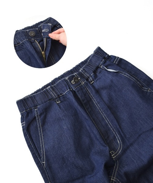 e-zakkamania stores（イーザッカマニアストアーズ）の「コットンリネンデニム ワイドパンツ（デニムパンツ・レディース・ブルー/ネイビー/スカイブルー/ホワイト・M/L）」の15枚目の写真