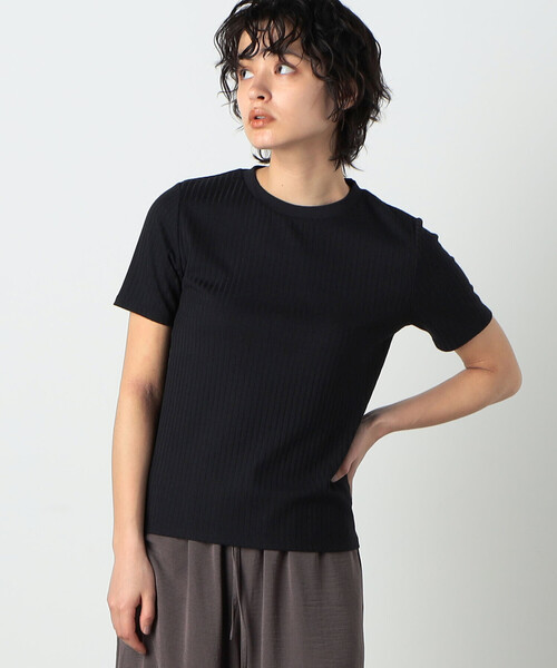 COMME CA ISM(コムサイズム)の「★TV着用商品★リブ ベーシック Tシャツ(Tシャツ/カットソー・レディース・オフホワイト/ダークブラウン/ピンク/ネイビー・MEDIUM/LARGE)」の4枚目の写真