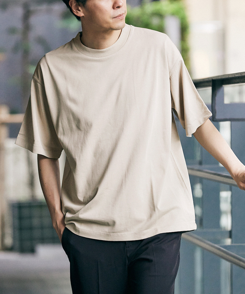 417 EDIFICE(フォーワンセブンエディフィス)の「スプリットラグラン タフTシャツ(Tシャツ/カットソー・メンズ・ホワイト/ブラック/ライトグリーン/ベージュ・MEDIUM/X-LARGE/LARGE)」の1枚目の写真