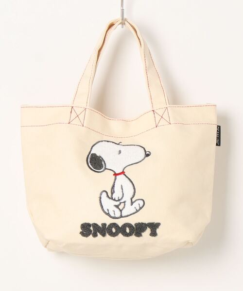 PEANUTS(ピーナッツ)の「PEANUTS/ピーナッツ スヌーピー サガラキャンバス ミニトート(トートバッグ・レディース・モカ/ホワイト・ONE SIZE)」の4枚目の写真