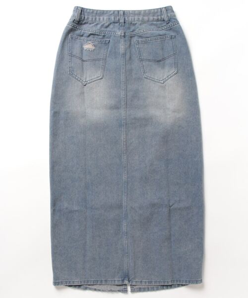 WHO'S WHO gallery(フーズフーギャラリー)の「クラッシュデニムロングスカート(デニムスカート・レディース・ブルー/ブラック・FREE)」の9枚目の写真