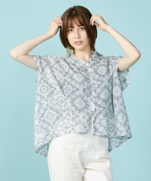 【FORT POINT/フォートポイント】軽やかペイズリー柄ブラウス　ゆったりシルエット