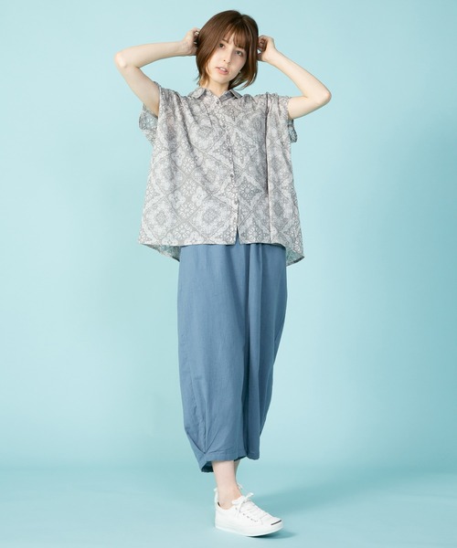 fort point（フォーポイント）の「【FORT POINT/フォートポイント】軽やかペイズリー柄ブラウス　ゆったりシルエット（シャツ/ブラウス・レディース・チャコールグレー/オフホワイト/グレー/グリーン・FREE）」の20枚目の写真