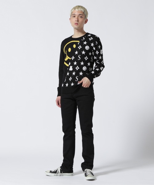 RAWLIFE(ロウライフ)の「STUD MUFFIN/スタッドマフィン/スマイル&スターグラム ニットLS(ニット/セーター・メンズ・ブラック・2)」の7枚目の写真