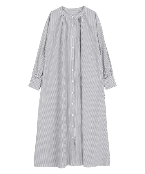 titivate（ティティベイト）の「バンドカラーギャザーシャツワンピース（シャツワンピース・レディース・オフホワイト/ブラック系その他/パープル系その他/ブルー系その他・S/M）」の6枚目の写真