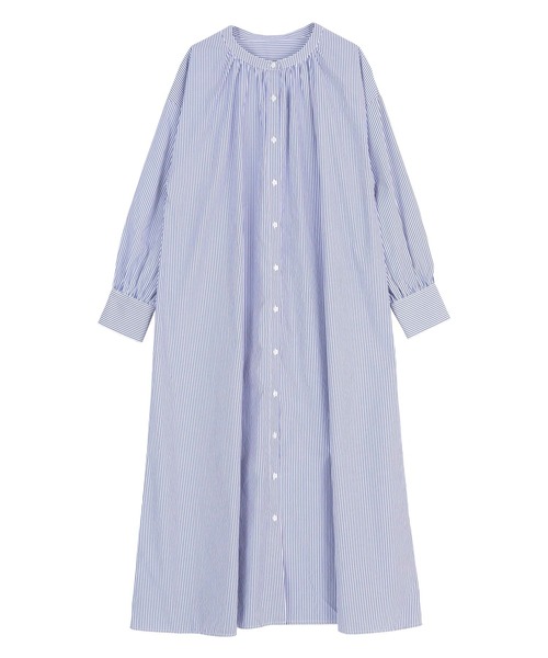 titivate（ティティベイト）の「バンドカラーギャザーシャツワンピース（シャツワンピース・レディース・オフホワイト/ブラック系その他/パープル系その他/ブルー系その他・S/M）」の7枚目の写真