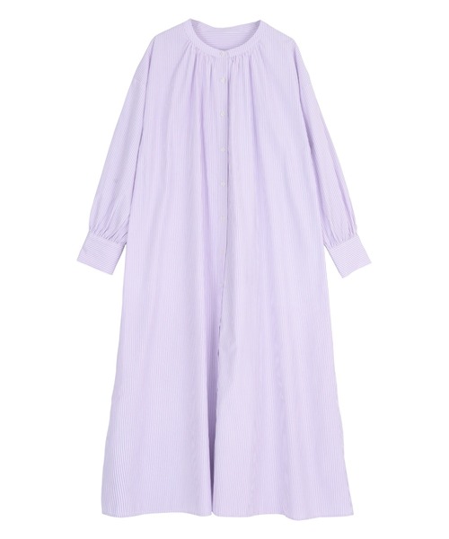 titivate（ティティベイト）の「バンドカラーギャザーシャツワンピース（シャツワンピース・レディース・オフホワイト/ブラック系その他/パープル系その他/ブルー系その他・S/M）」の8枚目の写真