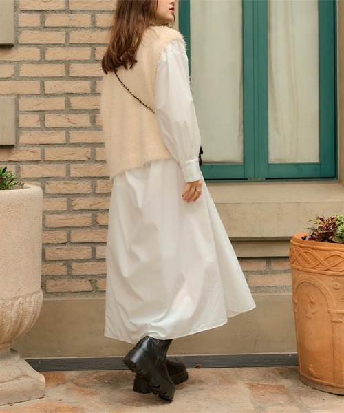 titivate（ティティベイト）の「バンドカラーギャザーシャツワンピース（シャツワンピース・レディース・オフホワイト/ブラック系その他/パープル系その他/ブルー系その他・S/M）」の11枚目の写真