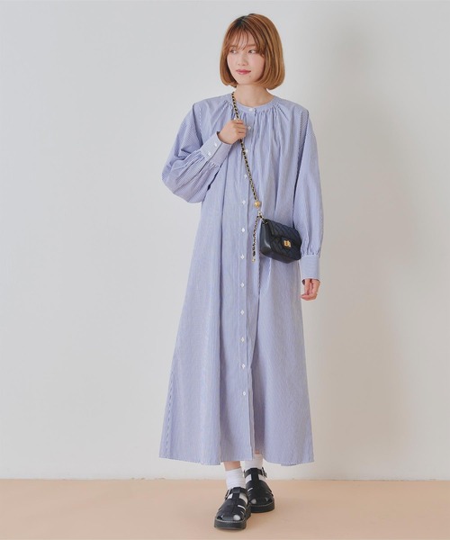 titivate（ティティベイト）の「バンドカラーギャザーシャツワンピース