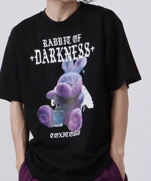 MODISH GAZE(モディシュガゼ)の「MODISH GAZE アニマルプリント半袖Tシャツ ラビット RABBIT(Tシャツ/カットソー・メンズ・ブラック系/ブラック・F)」の2枚目の写真