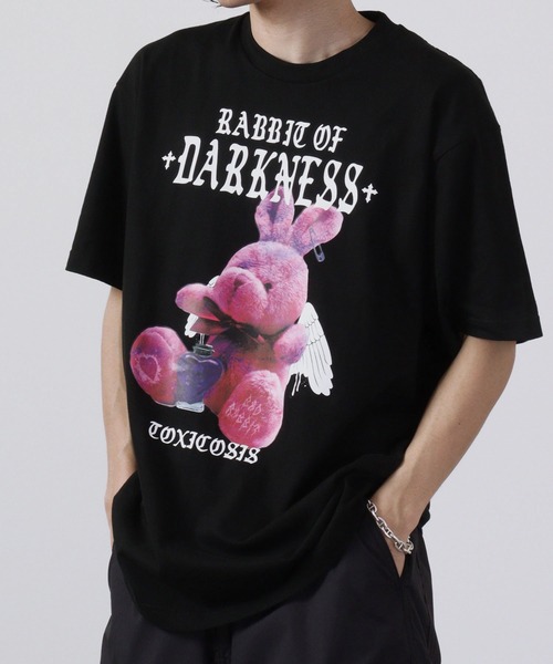 MODISH GAZE(モディシュガゼ)の「MODISH GAZE アニマルプリント半袖Tシャツ ラビット RABBIT(Tシャツ/カットソー・メンズ・ブラック系/ブラック・F)」の6枚目の写真
