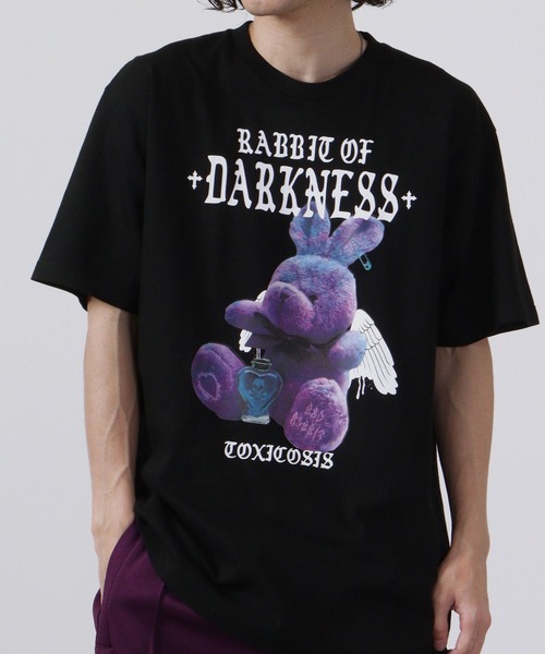 MODISH GAZE(モディシュガゼ)の「MODISH GAZE アニマルプリント半袖Tシャツ ラビット RABBIT(Tシャツ/カットソー・メンズ・ブラック系/ブラック・F)」の10枚目の写真