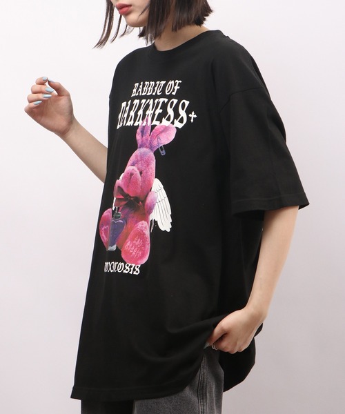 MODISH GAZE(モディシュガゼ)の「MODISH GAZE アニマルプリント半袖Tシャツ ラビット RABBIT(Tシャツ/カットソー・メンズ・ブラック系/ブラック・F)」の12枚目の写真
