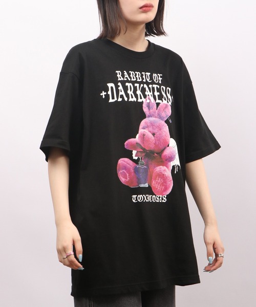 MODISH GAZE(モディシュガゼ)の「MODISH GAZE アニマルプリント半袖Tシャツ ラビット RABBIT(Tシャツ/カットソー・メンズ・ブラック系/ブラック・F)」の11枚目の写真