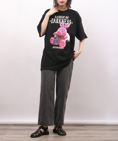 MODISH GAZE(モディシュガゼ)の「MODISH GAZE アニマルプリント半袖Tシャツ ラビット RABBIT(Tシャツ/カットソー・メンズ・ブラック系/ブラック・F)」の14枚目の写真