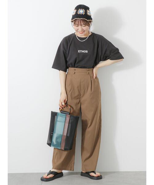 ehka sopo（エヘカソポ）の「プチロゴTシャツ（Tシャツ/カットソー・レディース・オフホワイト/ベージュ/ブラック/ミント・F）」の5枚目の写真