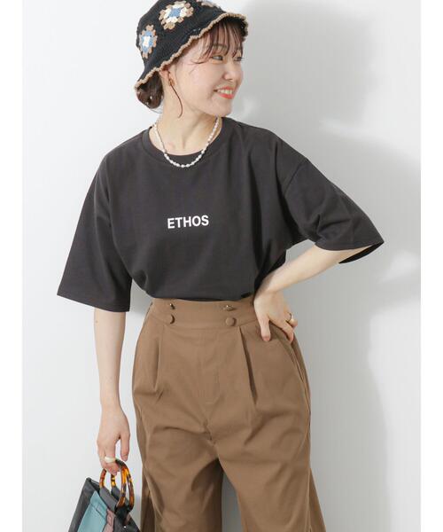 ehka sopo（エヘカソポ）の「プチロゴTシャツ（Tシャツ/カットソー・レディース・オフホワイト/ベージュ/ブラック/ミント・F）」の9枚目の写真