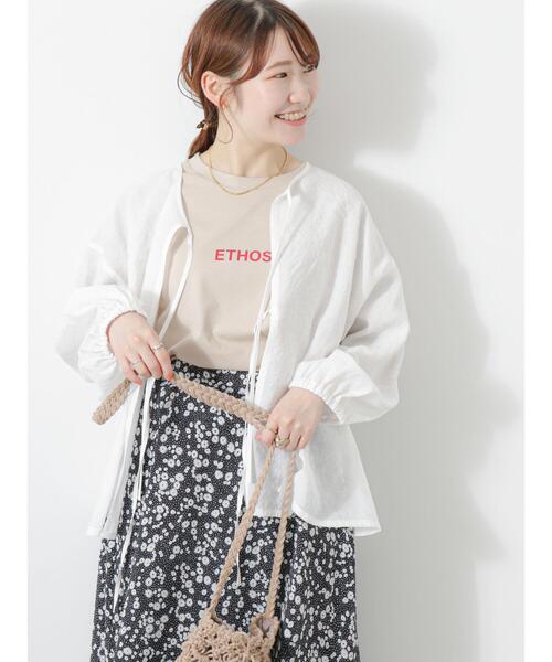 ehka sopo（エヘカソポ）の「プチロゴTシャツ（Tシャツ/カットソー・レディース・オフホワイト/ベージュ/ブラック/ミント・F）」の16枚目の写真