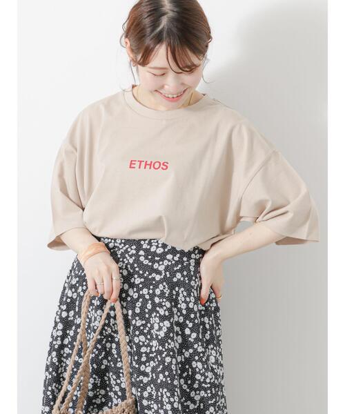 ehka sopo（エヘカソポ）の「プチロゴTシャツ（Tシャツ/カットソー・レディース・オフホワイト/ベージュ/ブラック/ミント・F）」の18枚目の写真