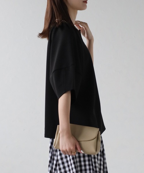 sakishimatokyo(サキシマトーキョー)の「コクーンスリーブキーネックトップス(Tシャツ/カットソー・レディース・ブラック/グレイッシュベージュ/オフホワイト/チャコール・FREE)」の19枚目の写真