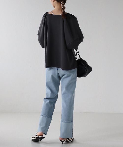 sakishimatokyo(サキシマトーキョー)の「コクーンスリーブキーネックトップス(Tシャツ/カットソー・レディース・ブラック/グレイッシュベージュ/オフホワイト/チャコール・FREE)」の12枚目の写真
