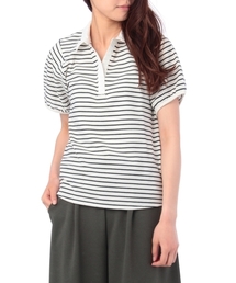 grove | レース衿ボーダーポロ(ポロシャツ)