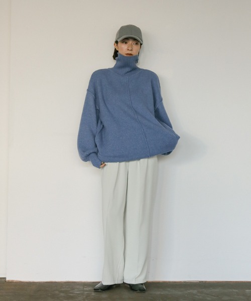 select MOCA(セレクトモカ)の「リンキングボリュームスリーブニット(ニット/セーター・レディース・ブラック/サックスブルー/アイボリー/グレイッシュベージュ・FREE)」の16枚目の写真