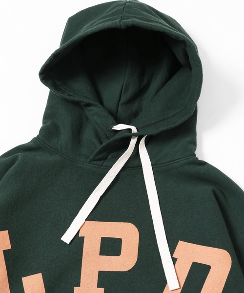 GYPSY&SONS（ジプシーアンドサンズ）の「80 SWEAT PARKA PT college　ハチマルスウェットパーカー　プリントカレッジ（パーカー・メンズ・ネイビー/アッシュグレー/グリーン・MEDIUM/LARGE/SMALL/X-LARGE）」の7枚目の写真