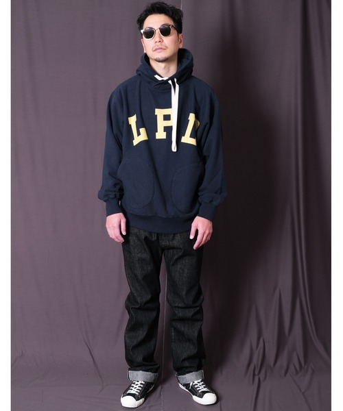 GYPSY&SONS（ジプシーアンドサンズ）の「80 SWEAT PARKA PT college　ハチマルスウェットパーカー　プリントカレッジ（パーカー・メンズ・ネイビー/アッシュグレー/グリーン・MEDIUM/LARGE/SMALL/X-LARGE）」の13枚目の写真