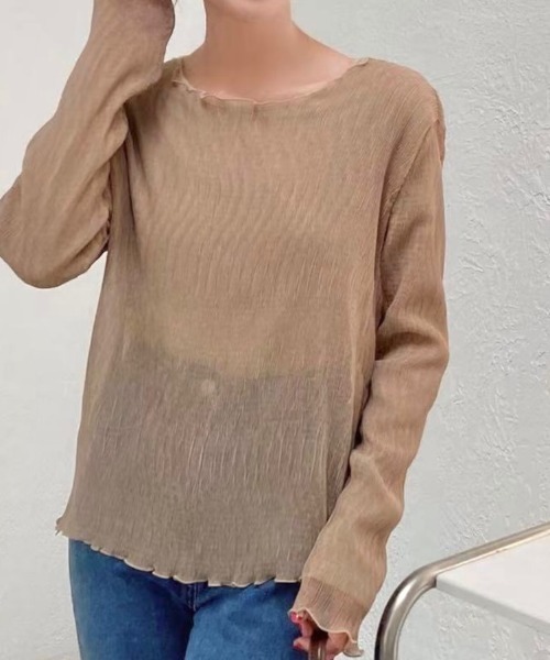 LADY LIKE(レディライク)の「ロンT付きシアートップス2点セット(シャツ/ブラウス・レディース・ベージュ/モカ・M)」の14枚目の写真
