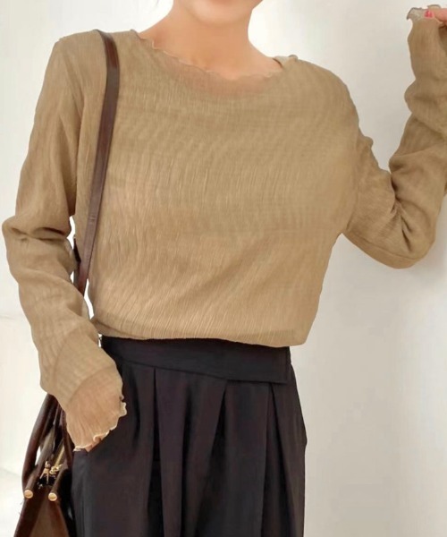 LADY LIKE(レディライク)の「ロンT付きシアートップス2点セット(シャツ/ブラウス・レディース・ベージュ/モカ・M)」の13枚目の写真