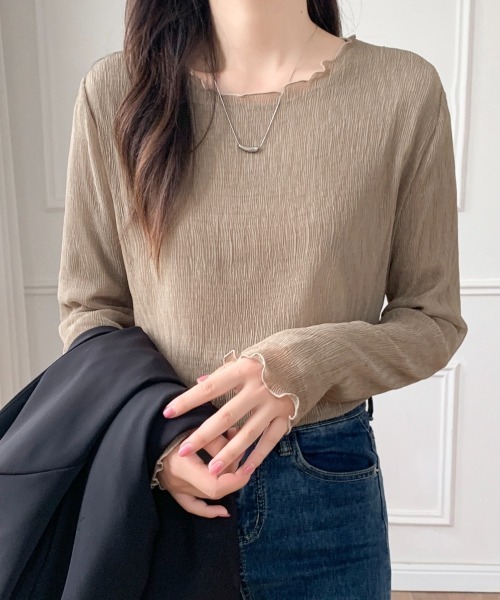 LADY LIKE(レディライク)の「ロンT付きシアートップス2点セット(シャツ/ブラウス・レディース・ベージュ/モカ・M)」の19枚目の写真