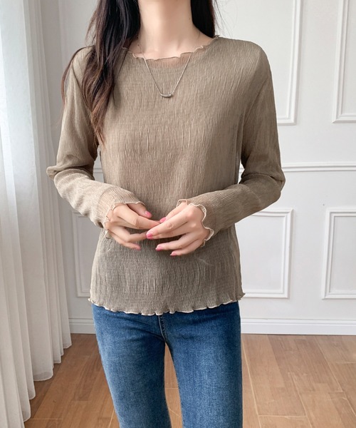 LADY LIKE(レディライク)の「ロンT付きシアートップス2点セット(シャツ/ブラウス・レディース・ベージュ/モカ・M)」の18枚目の写真
