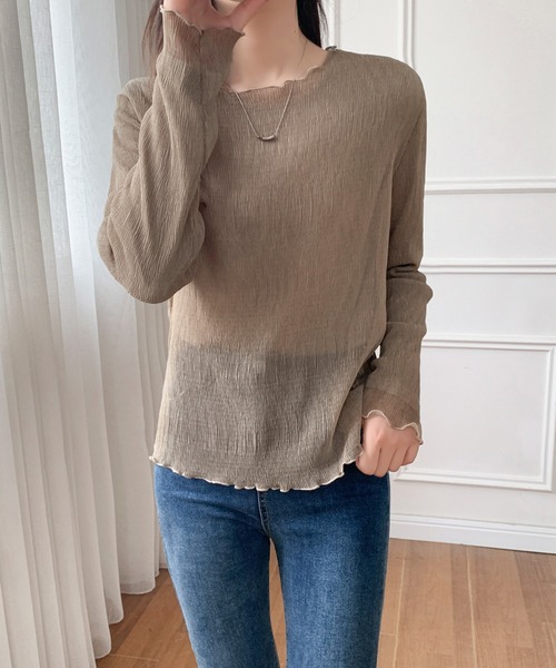 LADY LIKE(レディライク)の「ロンT付きシアートップス2点セット(シャツ/ブラウス・レディース・ベージュ/モカ・M)」の17枚目の写真